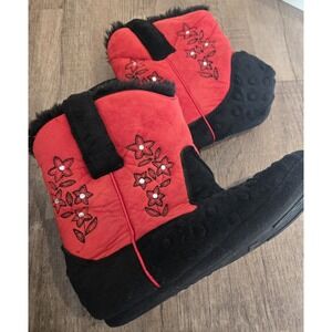 DBL Barrel cowboy‎ boot slipper red/black  Womens Size M 6-7